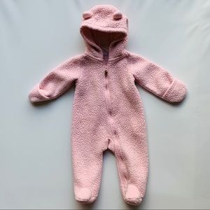 Pink bear winter baby suit